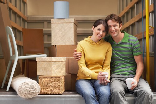 Fulham moving team unloading boxes and furniture at a new property