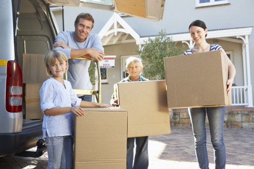 Organized moving day with boxes and packing supplies in Fulham