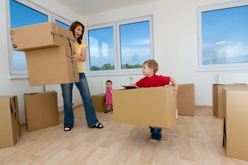 Packing materials and tape ready for a move in Fulham