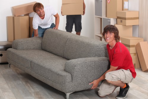Furniture and boxes loaded into a Fulham moving van