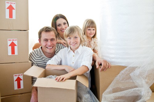 Organised household items prepared for a local house move in Fulham
