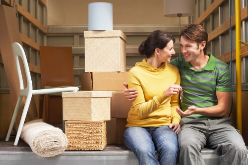 Packed moving boxes and protective materials for a Fulham relocation